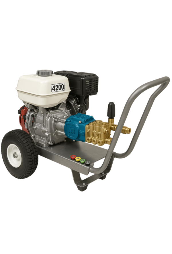 Hidrolavadora Agua Fria Para Uso Industrial de 4200 PSI – 4 GPM Con Motor Honda y Bomba CAT (Pressure-Pro)